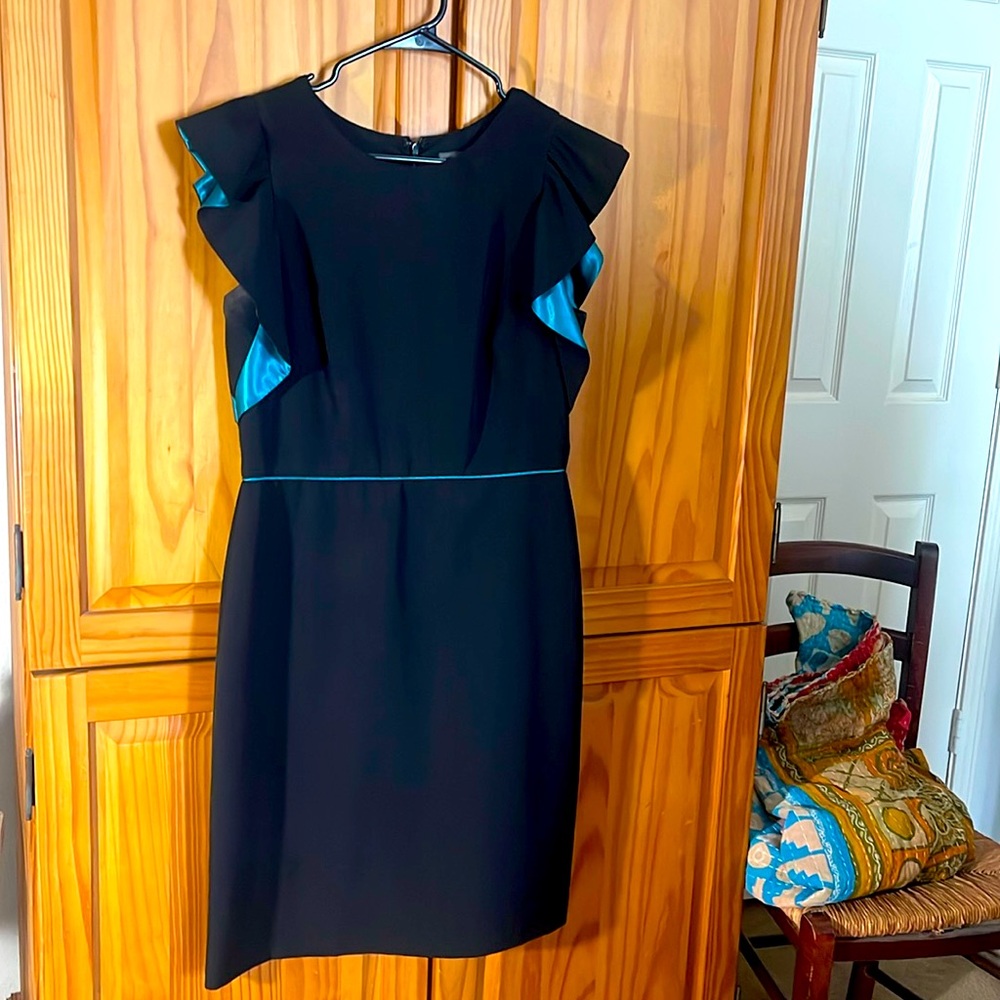 Black and turquoise sheath dress